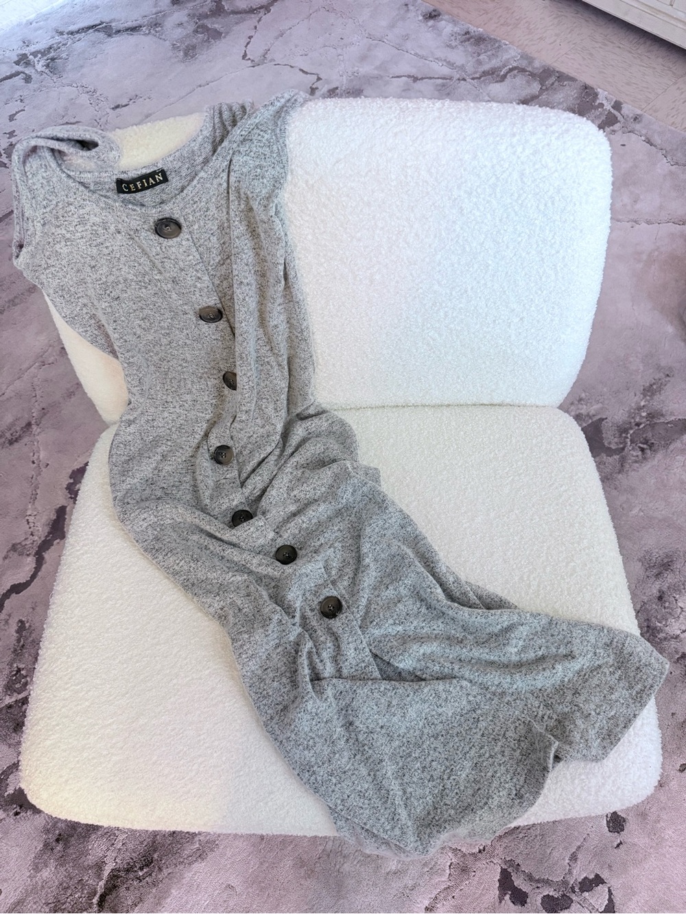 Soft gray button down dress Medium NWOT stretch lightweight